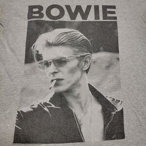 David Bowie SS Grey Unisex Tee Smoking